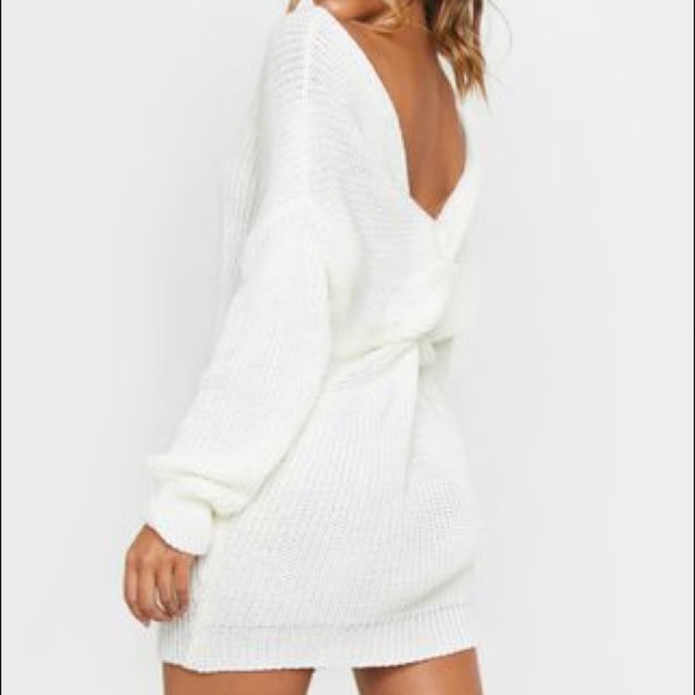 NWT prettylittlething cream sweater dress